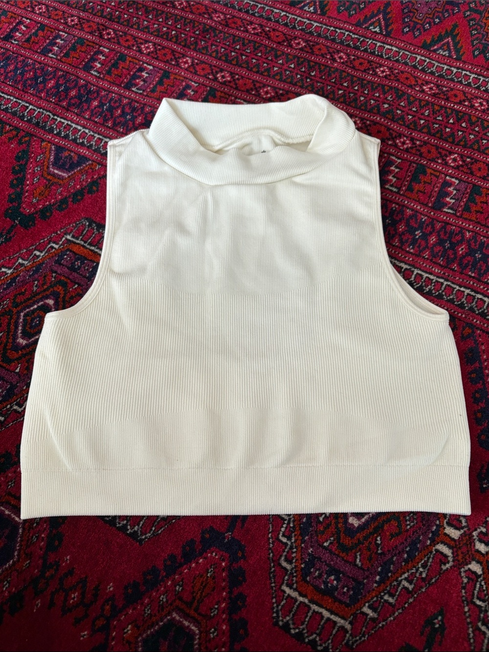 Spiritual Gangster Cream Ribbed Sleeveless Crop Top